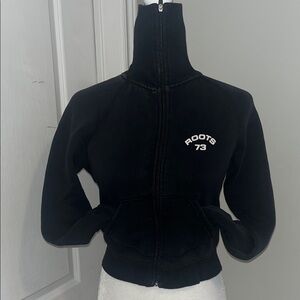 Vintage Roots Black High-Collar Zip-Up Jacket